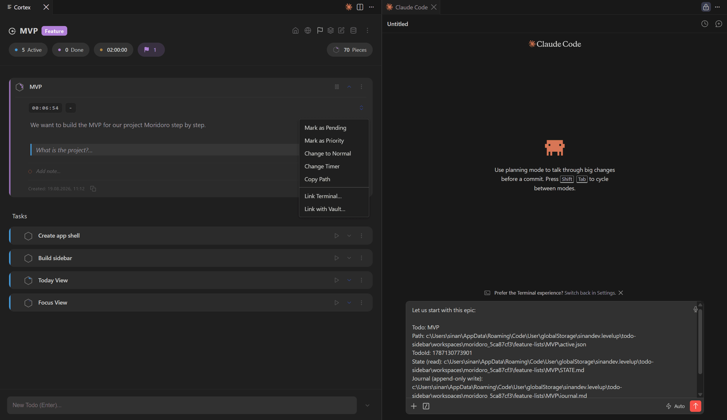 Cortex feature list preview with full AI-Support